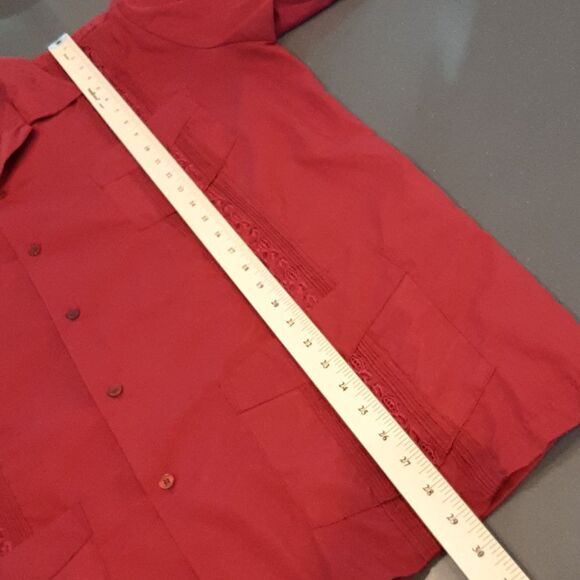 First line Cuban Cigar Shirt men XXL beach embroidered pleated button pockets, - Picture 8 of 9